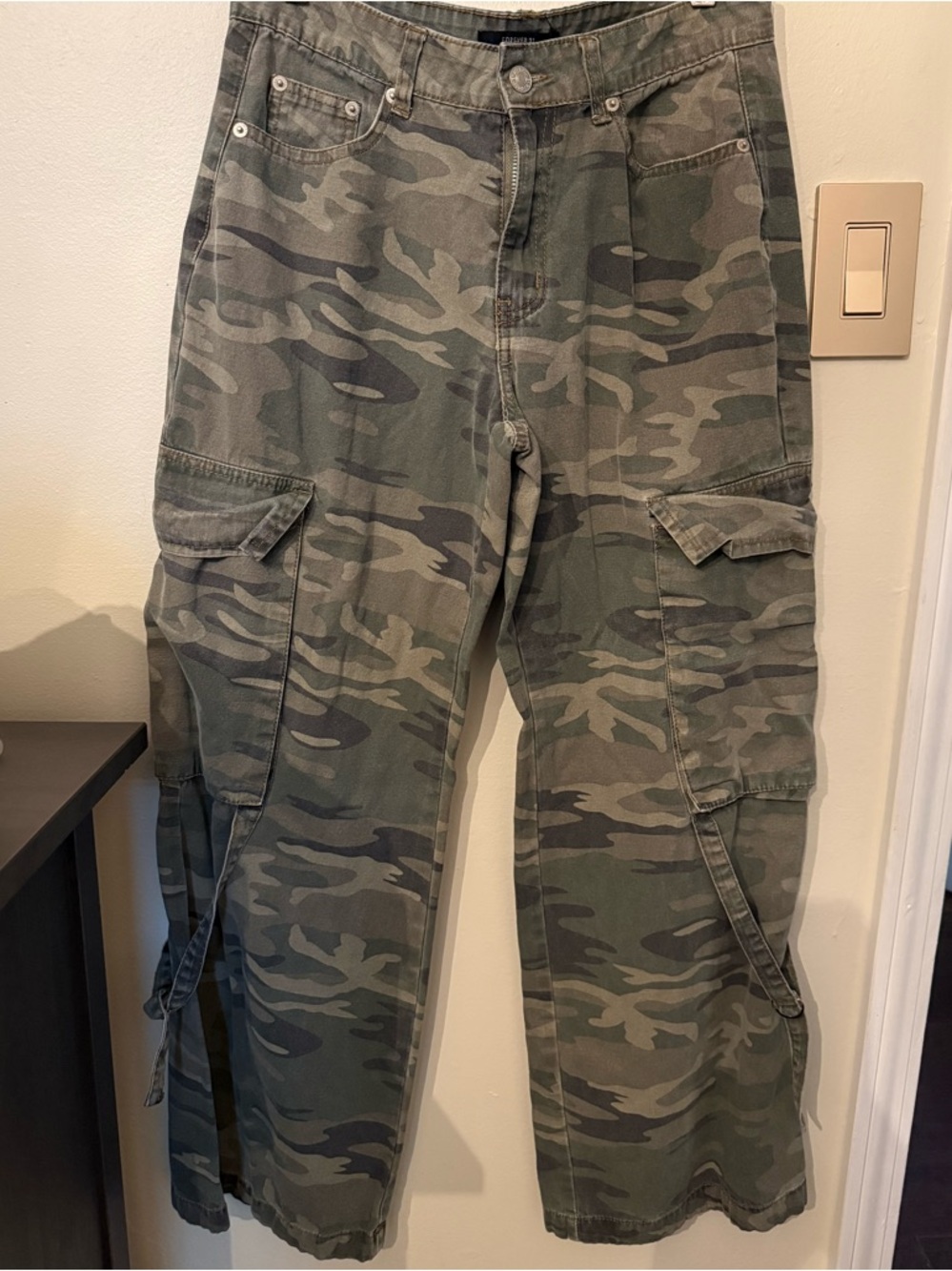 Forever 21 Women's Boot Cut Jeans in Camo Green